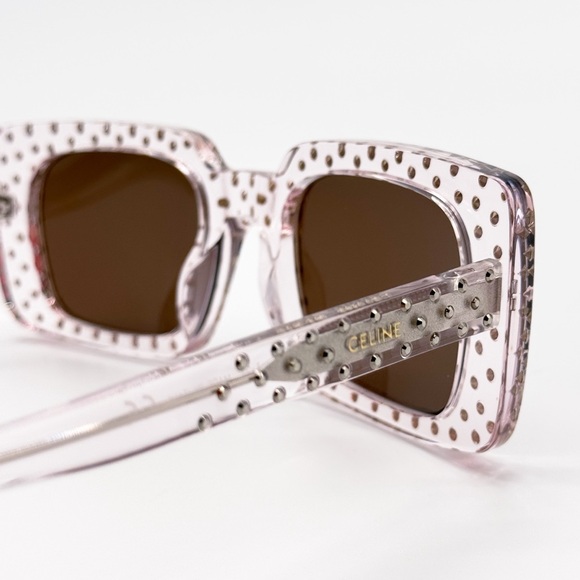 NEW CELINE CL4213IS 27E SUNGLASSES PINK BROWN SQUARE WOMEN CELINE EYEWEAR - Picture 8 of 11